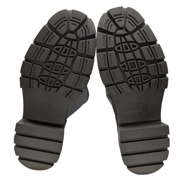 Zara Heeled Rubberized Tall Boots Womens Grey Airlift Chunky Sole Pull On Size 8 - Picture 11 of 14